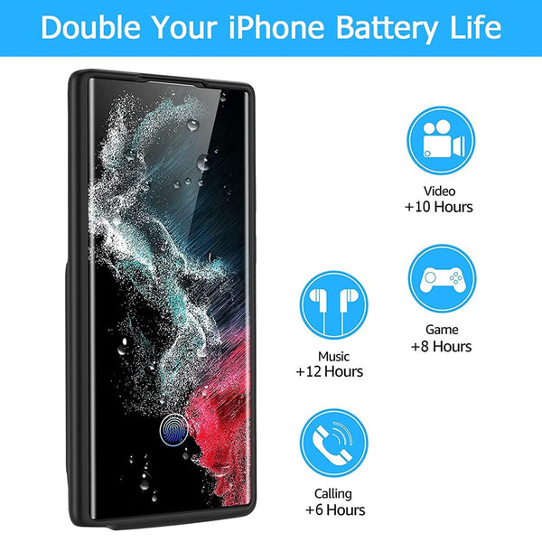 Case protector de carga delgada (4800mAh) para Samsung Galaxy S22 Ultra en Guatemala, ideal para mayoristas de accesorios, reparaciones de celulares y tiendas de tecnología.