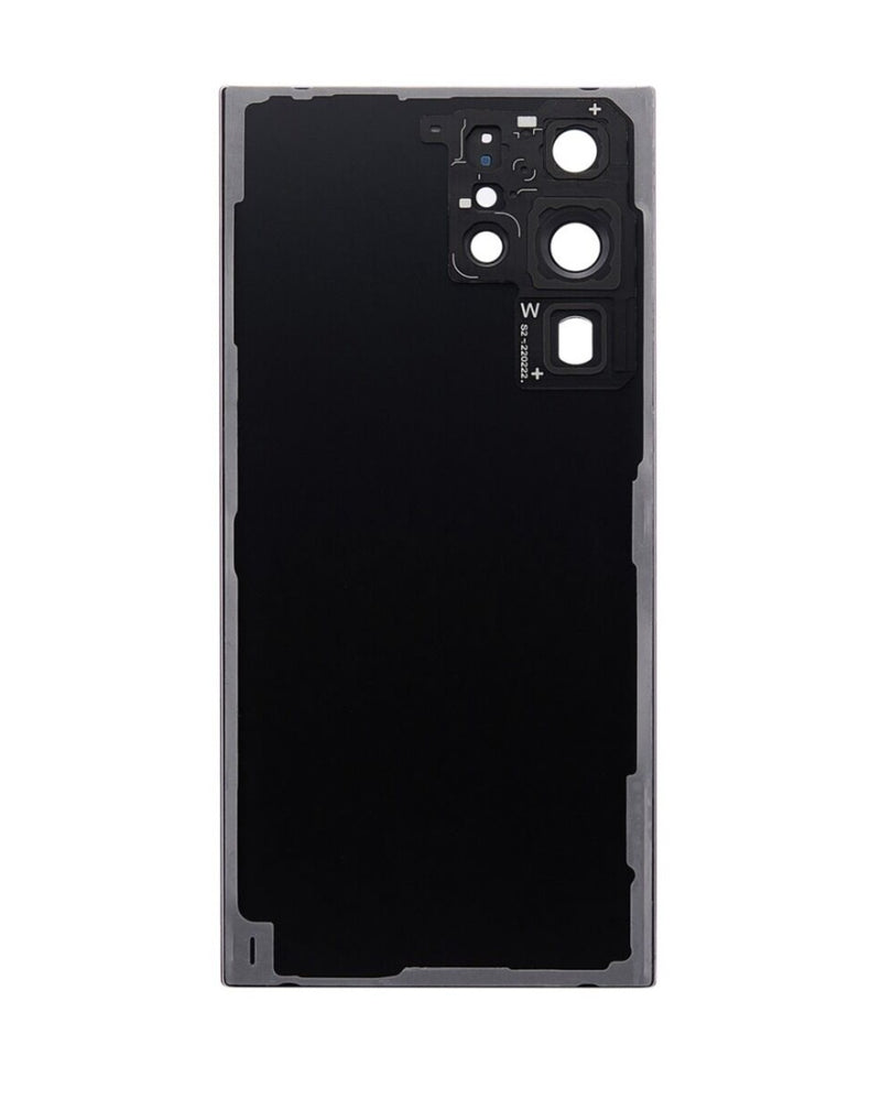 Tapa trasera roja con lente de cámara y adhesivo para reparación de Samsung Galaxy S22 Ultra en Guatemala.
