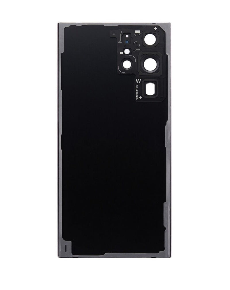 Encuentra la tapa trasera con lente de cámara para Samsung Galaxy S22 Ultra en Guatemala con adhesivo en color burgundy, sin logo.
