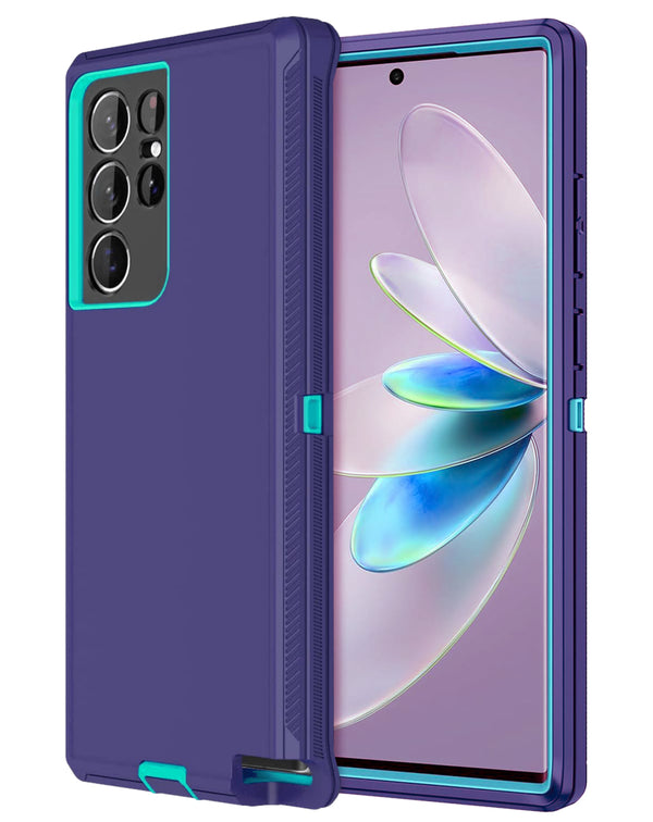 Encuentra la mejor funda Heavy Duty para Galaxy S22 Ultra en Guatemala en colores purple & teal.