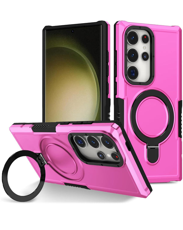 Case Samsung con ring holder Galaxy S22 Ultra en color rosa, ideal para proteger tu dispositivo en Guatemala.