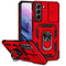 Encuentra la mejor funda híbrida para Samsung Galaxy S22 Ultra en Guatemala en SlowBack, con anillo metálico y protector de cámara en color rojo.