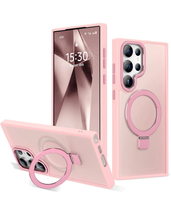 "Encuentra la funda de carga inalámbrica Carbon con soporte anillo en color PINK para tu Galaxy S22 Ultra en Guatemala."