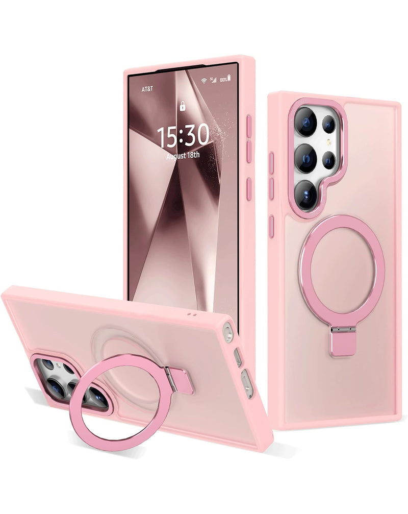 "Encuentra la funda de carga inalámbrica Carbon con soporte anillo en color PINK para tu Galaxy S22 Ultra en Guatemala."