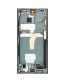 Pantalla soft OLED verde para Samsung Galaxy S22 Ultra (S908) con marco, 120Hz, ideal para reparación de pantalla.