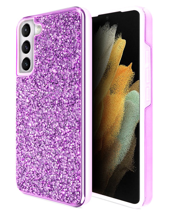 Encuentra la mejor funda Bling Diamond Crystal Dual Layer color PURPLE para Galaxy S23 en Guatemala.