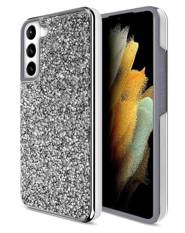 Protege tu Galaxy S23 con estilo con esta funda plateada con cristales de diamante en Guatemala.