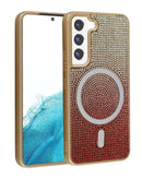 Encuentra la mejor funda con carga inalámbrica bling diamond crystal en color dorado para Samsung Galaxy S23 Plus en Guatemala.
