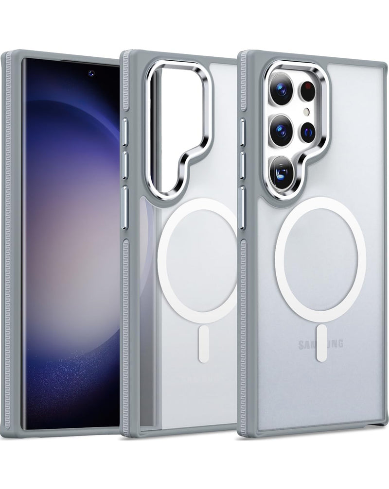 Funda Samsung Galaxy S23 Ultra slim non-slip translucent matte con carga inalambrica GRAY