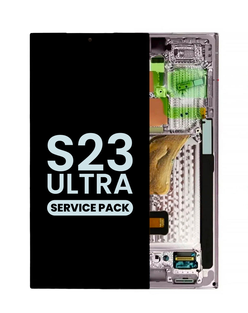 Reparación de pantalla original con marco Samsung Galaxy S23 Ultra en Guatemala, disponible para mayoristas y talleres de reparación.