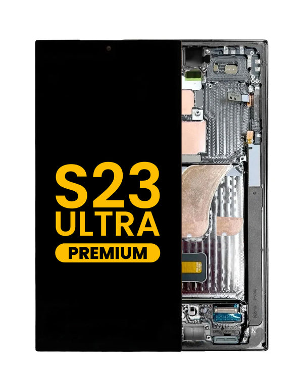 Reparación de pantalla OLED Samsung Galaxy S23 Ultra en Guatemala, con marco color Phantom Black, disponible en mayorista de repuestos.