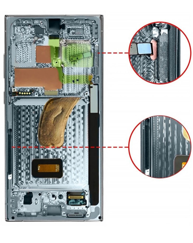 Reparación de pantalla OLED con marco para Galaxy S23 Ultra en Guatemala.
