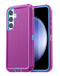 Encuentra el mejor case heavy duty para tu Galaxy S24 FE en Guatemala con colores púrpura y turquesa, disponible en mayoristas de accesorios Samsung y reparaciones.