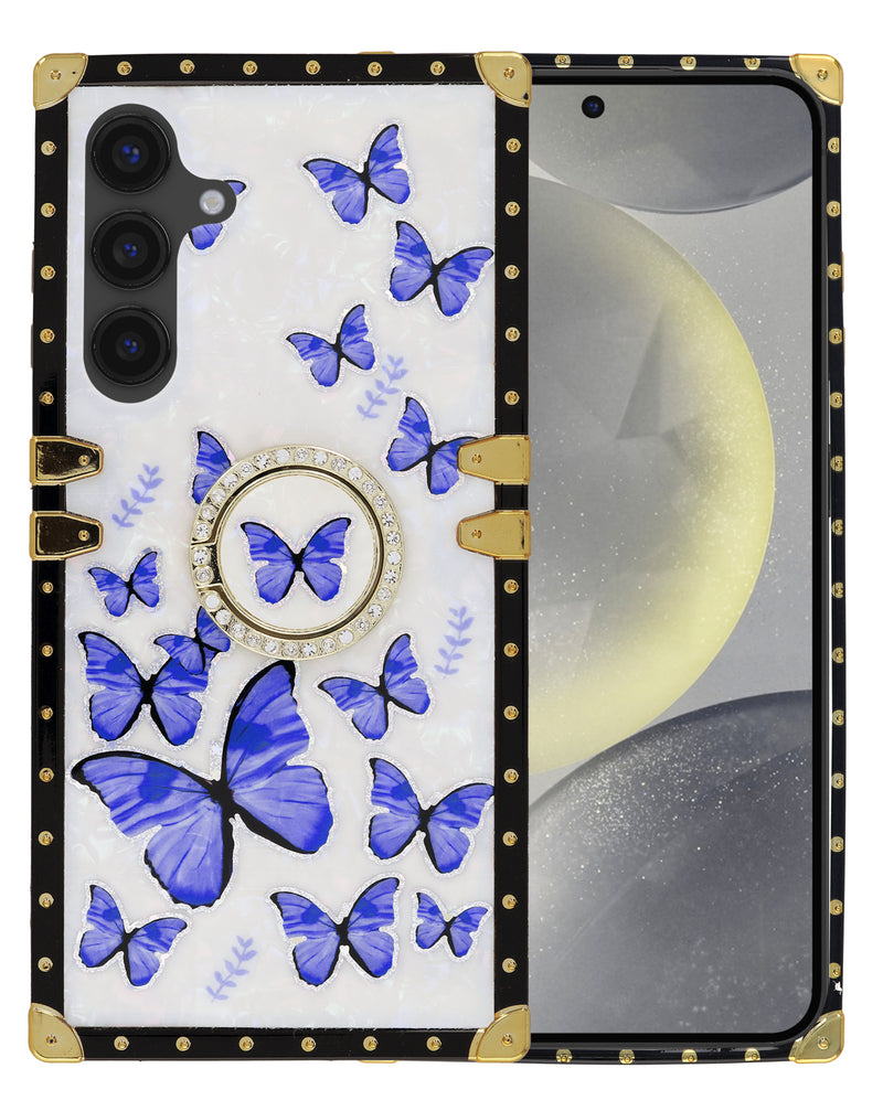 Tapa trasera butterfly design cuadrada con anillo Samsung Galaxy S24FE (PURPLE)