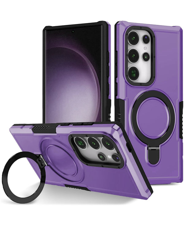 Protege tu Samsung Galaxy S24 Ultra con esta funda rígida antichoque color morado y anillo sujetador en Guatemala.