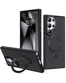 Encuentra el mejor case de carga inalámbrica para Galaxy S24 Ultra en Guatemala con soporte de anillo en color negro.