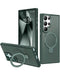 Case de carga inalámbrica con soporte de anillo para Galaxy S24 Ultra en color verde carbono disponible en mayoristas de accesorios para celulares en Guatemala.