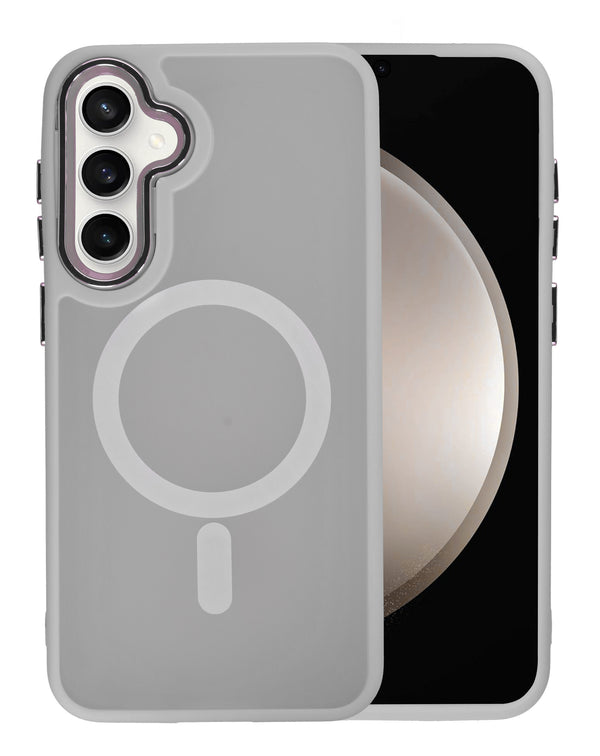 Encuentra la funda de carga magnética inalámbrica para Samsung Galaxy S24/S25 en Guatemala, disponible en color gris en nuestro taller de accesorios para smartphones.