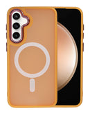 Encuentra el nuevo case de carga inalámbrico magnético para Samsung Galaxy S24/S25 en Guatemala con SlowBack en color naranja.