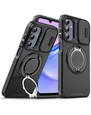 Protector magnético negro con cubierta para la cámara y anillo para Samsung Galaxy S24/S25 en Guatemala.