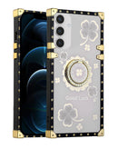 Compra el mejor case acrílico cuadrado brillante y lujoso con anillo para tu Samsung Galaxy S24 o S25 en Guatemala.