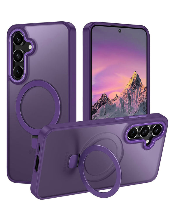 Encuentra el estuche de carga inalámbrica con soporte de aro para Galaxy S25 en Guatemala con SlowBack en color morado.