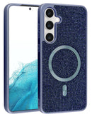 Encuentra la funda de carga inalámbrica bling cristal diamante azul para Galaxy S25 en Guatemala, en mayoristas de accesorios para celulares.
