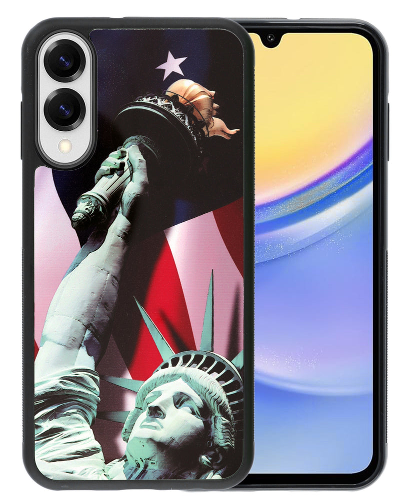 Compra tapa trasera de placa de aluminio impresa con diseño Statue of Liberty para Galaxy S25E en Guatemala.