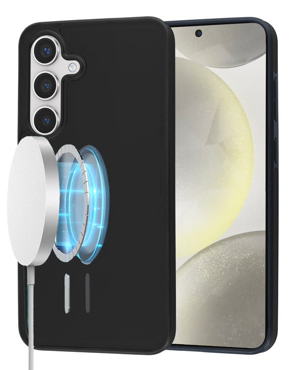 Funda de diseno en cuero con carga inalambrica Galaxy S25FE (BLACK)