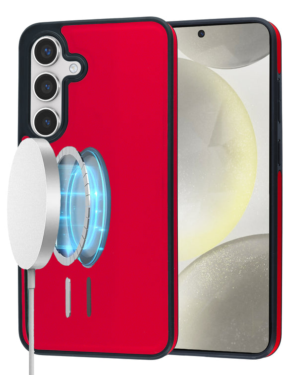 Funda de cuero con carga inalambrica Samsung Galaxy S25FE (RED)