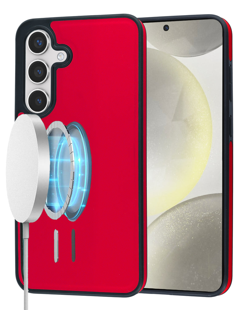 Funda de cuero con carga inalambrica Samsung Galaxy S25FE (RED)