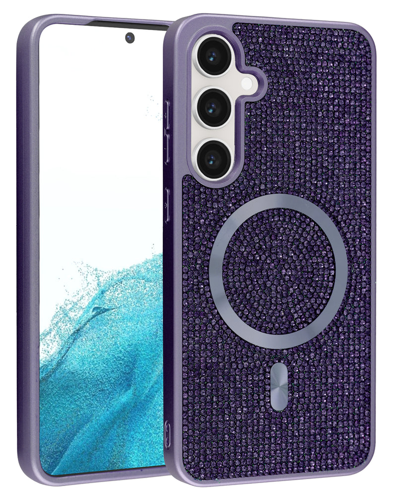 Funda con carga inalambrica bling cristal de diamante Samsung Galaxy S25 FE PURPLE
