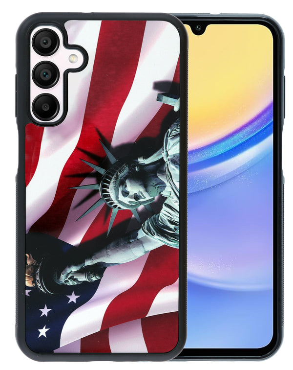 Estuche de placa de aluminio estampado estilo Statue of Liberty para Samsung Galaxy S25 Plus en Guatemala.
