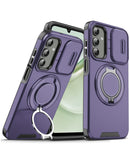 Consigue la mejor funda magnética con tapa para cámara para tu Galaxy S25 Plus en Guatemala, disponible en color morado.