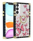 Funda cuadrada con diseño Butterfly y aro para Galaxy S25 Plus en Guatemala.