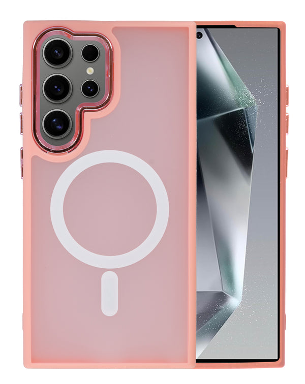 Case nuevo de carga inalámbrica magnética color rosa para Galaxy S25 Ultra en Guatemala, encuentra el mejor precio en mayoristas de accesorios Samsung.