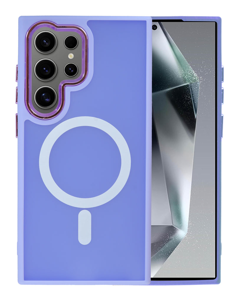 Encuentra la nueva funda de carga magnética inalámbrica para Galaxy S25 Ultra en color morado en Guatemala.