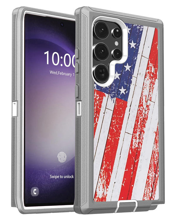Encuentra la mejor funda heavy duty con diseño de US FLAG para tu Galaxy S25 Ultra en Guatemala en SlowBack, mayorista de accesorios de telefonía.