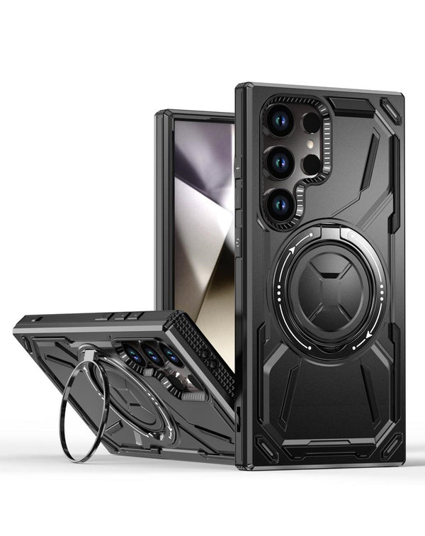 Funda resistente a golpes de cuerpo completo con soporte de anillo incorporado Samsung Galaxy S25 Ultra (Negro)