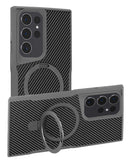 Encuentra el estuche de fibra de carbono magnético con soporte para Samsung Galaxy S25 Ultra en Guatemala, disponible para mayoristas y reparaciones.