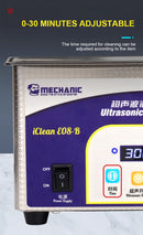 Encuentra el Limpiador ultrasónico Mechanic E08P para PCB, cámara y anteojos en Guatemala, ideal para limpiar a profundidad dispositivos electrónicos y lentes.