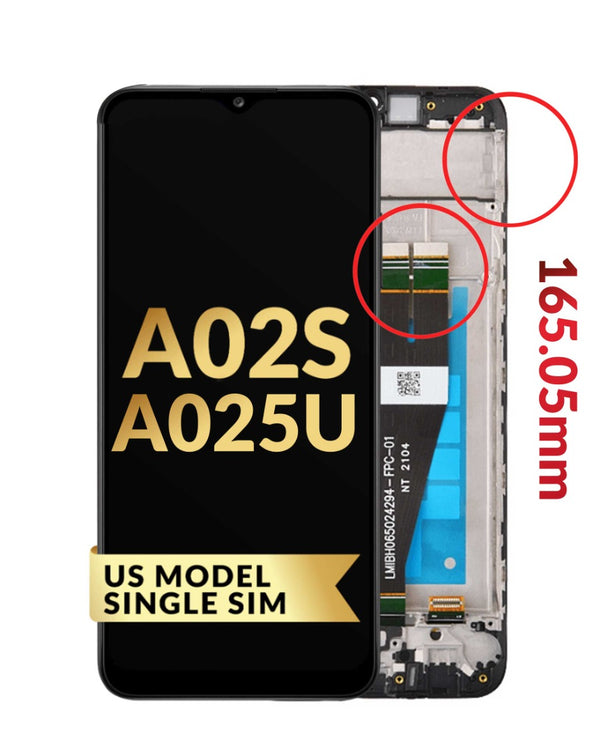 Reparación de pantalla con marco US Version Single Sim Galaxy A02s en Guatemala, venta al por mayor de LCD Assembly Premium Etiquetas para Samsung Galaxy A02s.