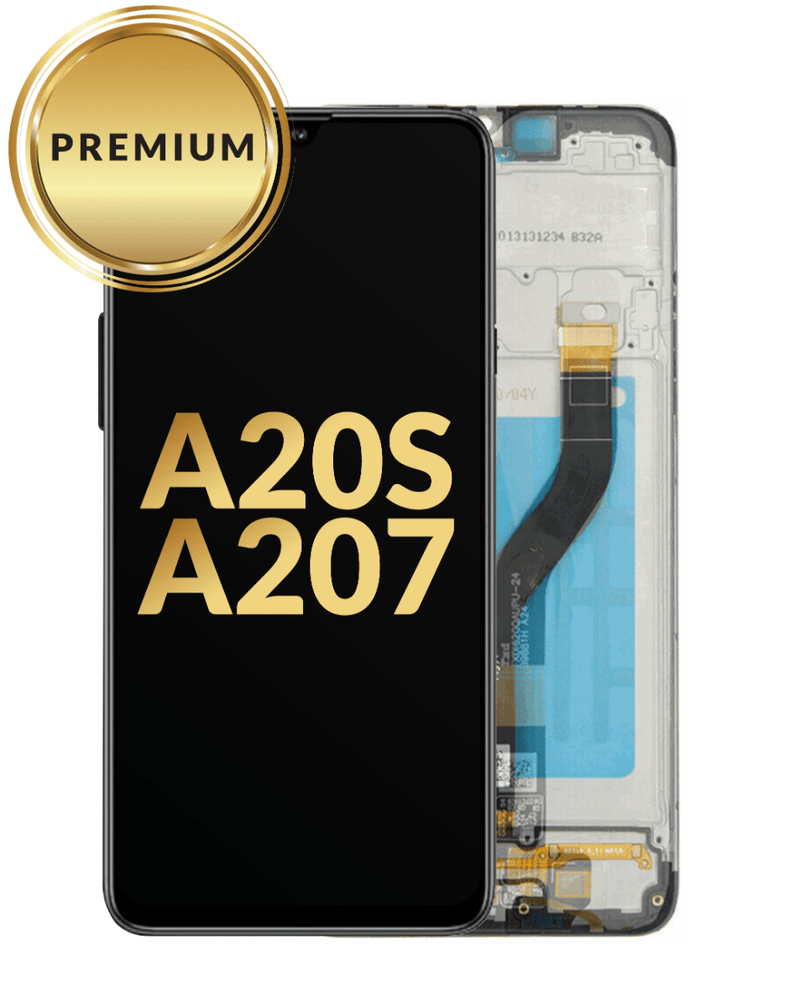 Reparación de pantalla con marco premium para Galaxy A20s en Guatemala.
