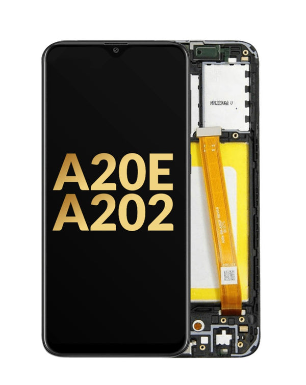 Pantalla con marco original Galaxy A20E en Guatemala al mejor precio en reparaciones de pantalla.