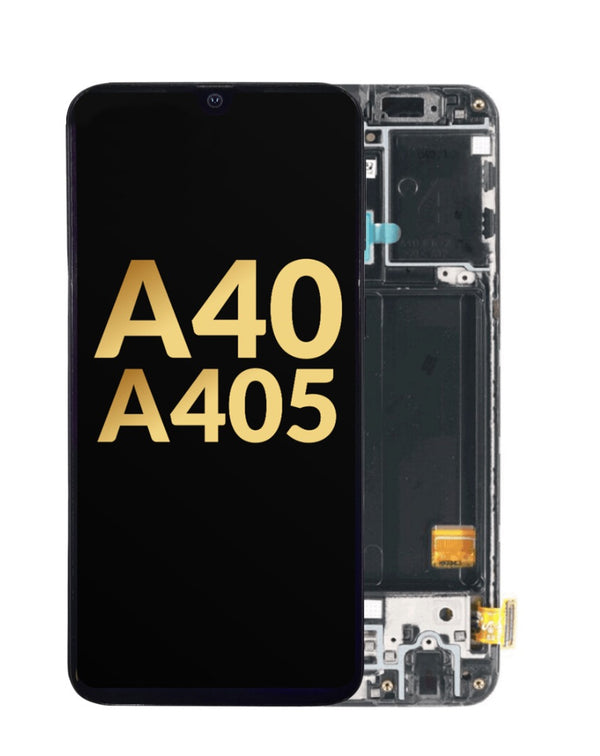 Reparación de pantalla Samsung Galaxy A40 con Service Pack OLED y marco en Guatemala.