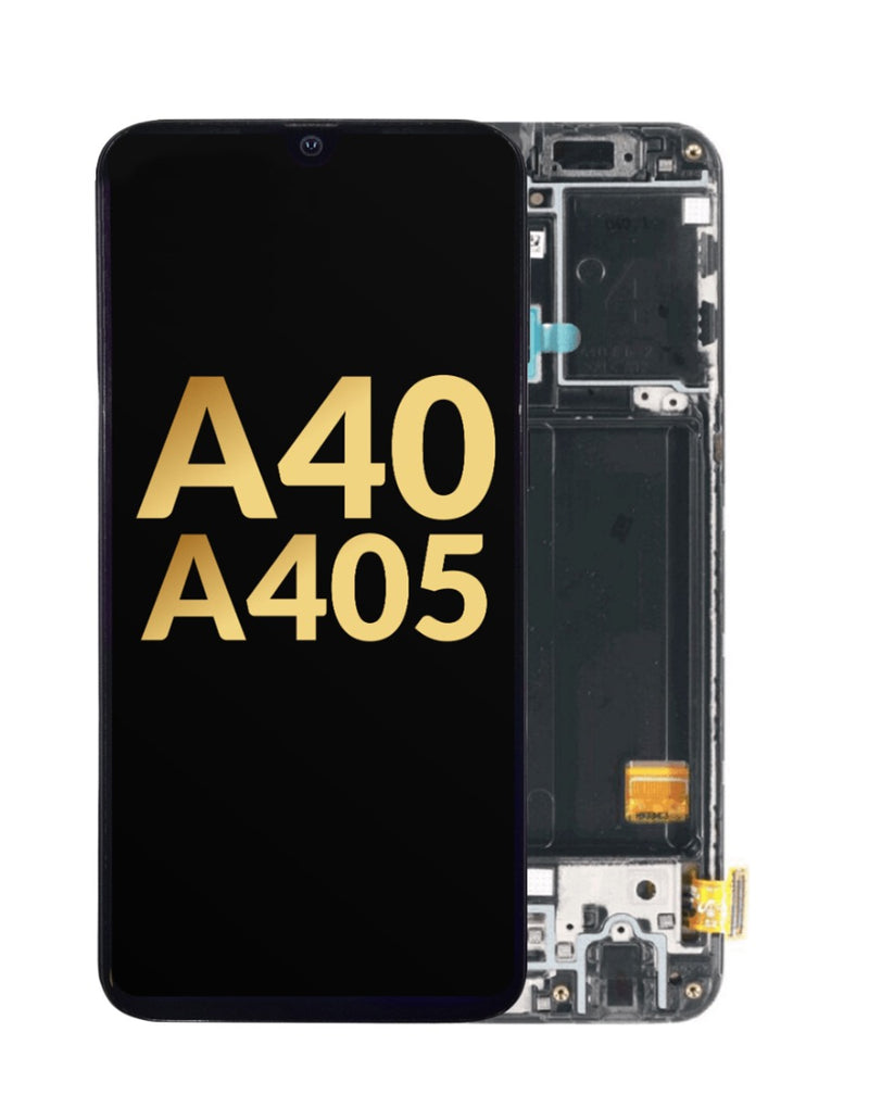Reparación de pantalla Samsung Galaxy A40 con Service Pack OLED y marco en Guatemala.