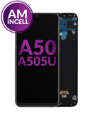Reparación de pantalla con marco para Galaxy A50 en Guatemala, con la tecnología incell y etiquetas BajoPPLCD.