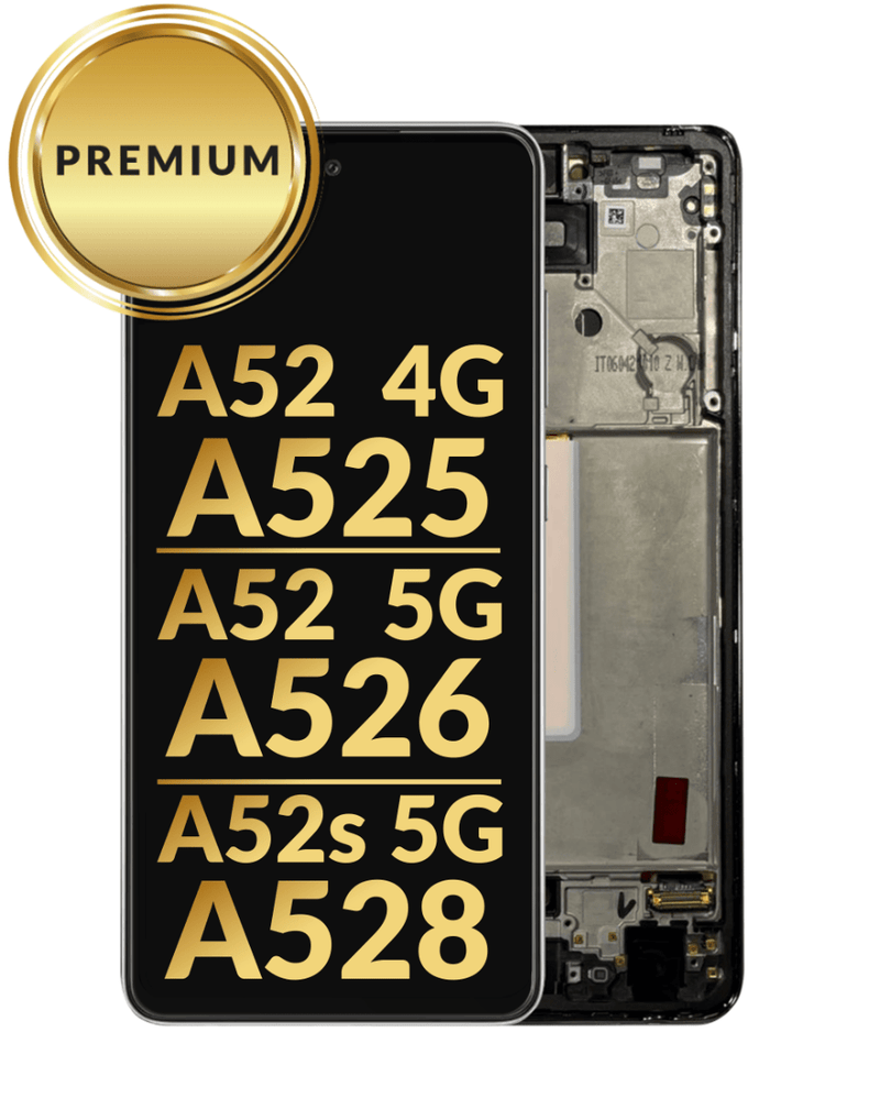 Reparación de pantalla con marco AWESOME BLACK para Samsung Galaxy A52 en Guatemala.