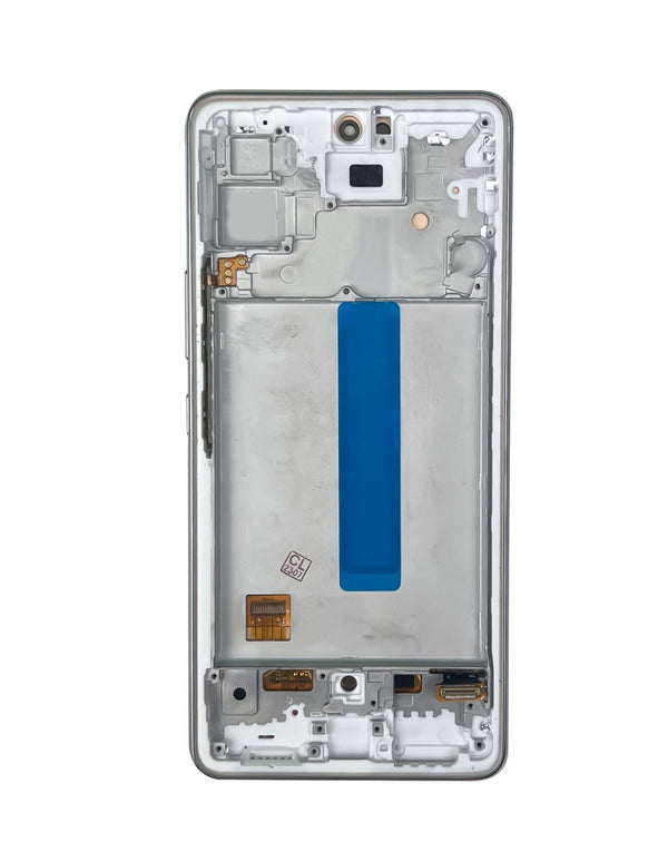 Reparación de pantalla con marco incell para Samsung Galaxy A53 5G en Guatemala, disponible en color blanco AWESOME, sin sensor de huella.