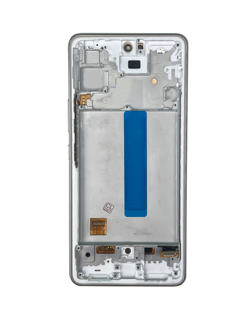 Reparación de pantalla con marco incell para Samsung Galaxy A53 5G en Guatemala, disponible en color blanco AWESOME, sin sensor de huella.